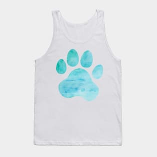 Turquoise Watercolor Paw Print Tank Top